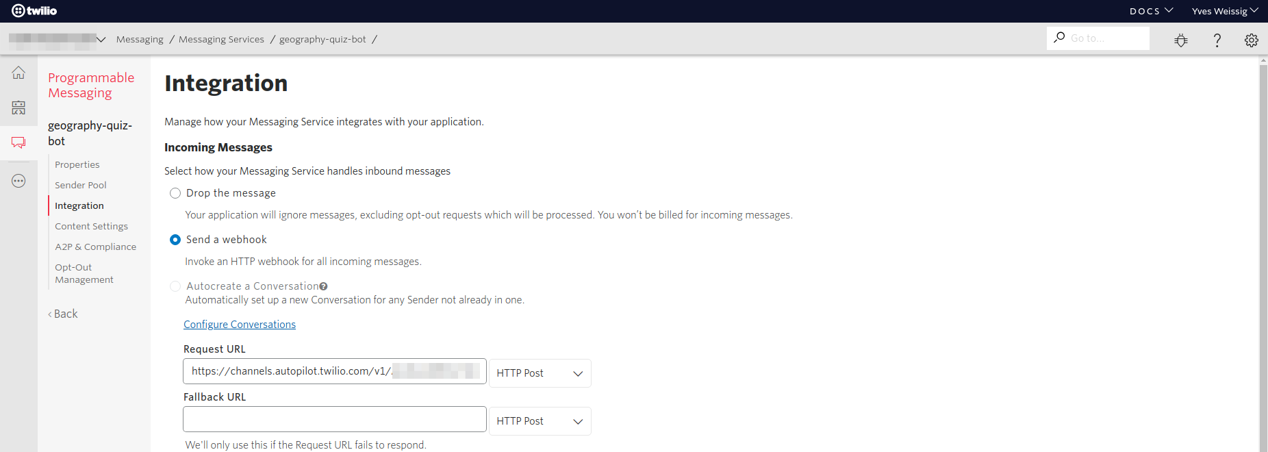 Integration in Messaging Service /2021/07/building-a-simple-quiz-chatbot-with-twilio-autopilot-and-serverless/Twilio_Console-Messaging_Service_Integration.png